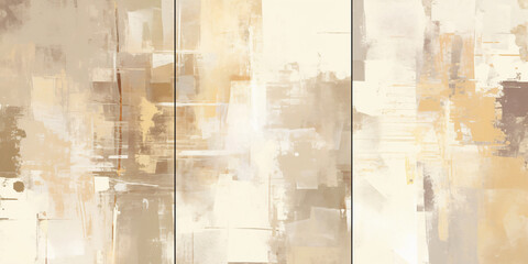 Poster - An abstract triptych featuring soft beige and cream tones, creating a calming effect. This artwork has a modern feel with a subtle texture and depth.