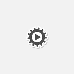 Sticker -  Video settings icon sticker isolated on gray background