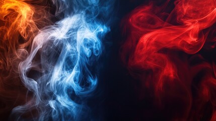 Poster - Blue smoke vs red smoke abstract