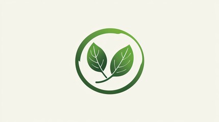 A circular agriculture logo with two green leaves inside, symbolizing eco-friendly farming.