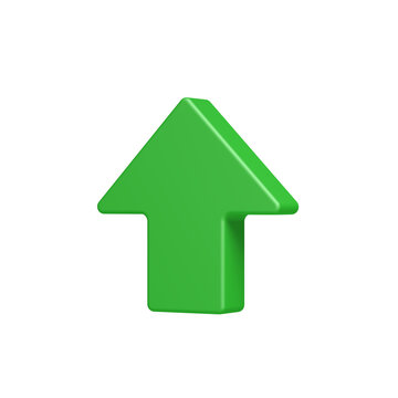 Green arrow pointing up. Isolated. 3d illustration.