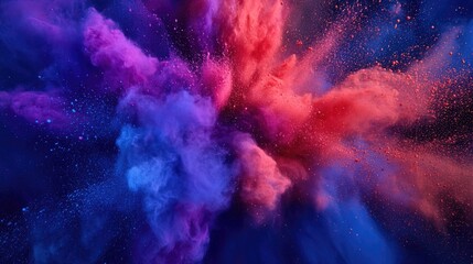 Poster - Colored powder explosion. Abstract closeup dust on backdrop. Colorful explode. Paint holi