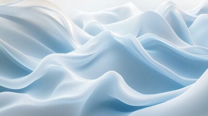 Sticker - Smooth Blue Flowing Fabric-Like Waves with Subtle Gradient