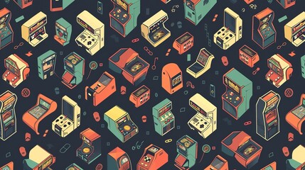 Poster - Retro arcade pattern wallpaper