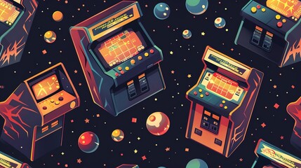 Poster - Arcade retro pattern wallpaper