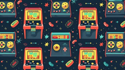 Canvas Print - Arcade retro pattern wallpaper