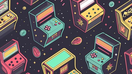 Canvas Print - Arcade retro pattern wallpaper