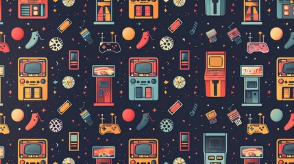 Canvas Print - Arcade retro pattern wallpaper