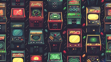 Poster - Arcade retro pattern wallpaper