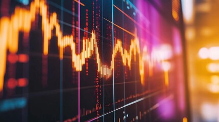 Poster - financial data on a monitor. finance data concept. stock market pricing abstract. business backgroun