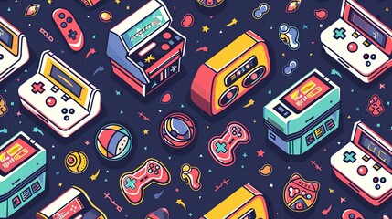 Poster - Arcade retro pattern wallpaper