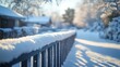© Lamina - Snow-covered fence lined with icicles, capturing the cold and stillness of a quiet winter morning in a residential neighborhood.