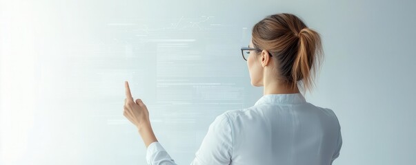 businesswoman on a digital platform expanding her reach with scalable solutions, symbolizing market 
