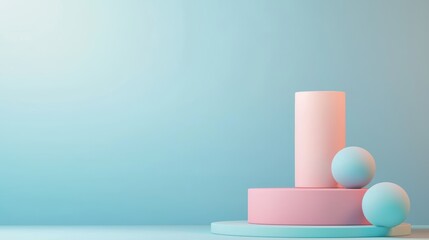 Poster - Subtle color gradients, minimalist forms, 3D illustration