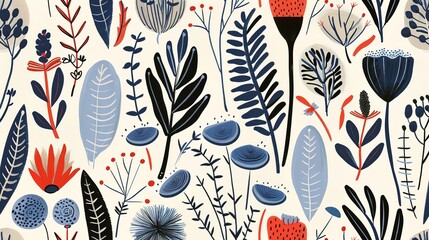 Scandinavian motifs seamless pattern wallpaper,