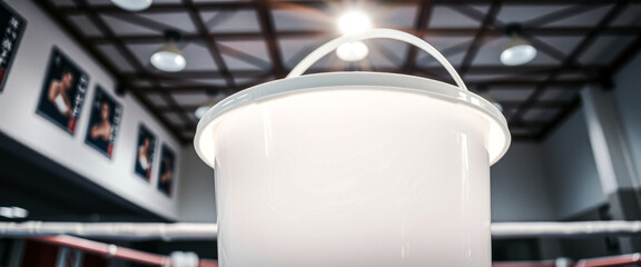 White Plastic Bucket in a Boxing Gym