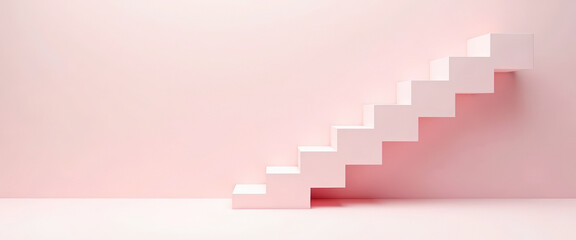 Poster - Minimalist Pink Staircase Abstract