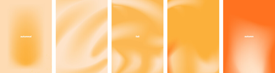 Fototapete - Set of Fall Season Abstract Gradient Poster templates. Orange and cream Autumn colors theme. For backgrounds, designs, poster, templates, presentations. Vector Illustration. 