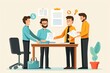 © Pornsurang - Investor signing deal with startup founders, flat design illustration