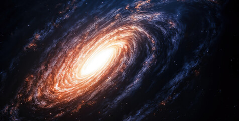 Wall Mural - Spiral galaxy with millions of stars shining in deep space. High quality photo