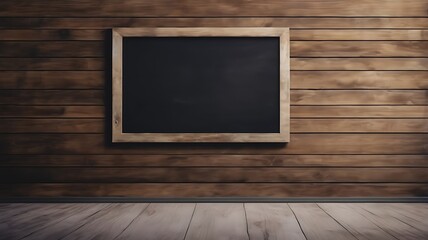 Wall Mural - Empty blackboard with wooden frame. Template. Image of chalkboard against room background