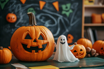 Wall Mural - Perfect seasonal themes pumpkins at Halloween event generative AI