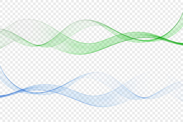 Wall Mural - Blue and green wavy wave flow design element.