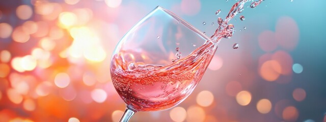 Close-up of wine pouring into glass, vivid motion shot