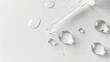 © Lasvu - Cosmetic serum drops with pipette: skincare product on white background.
