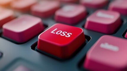 Poster - A close up of a red button on the keyboard that says loss, AI