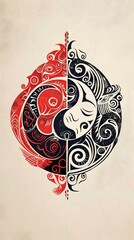 Wall Mural - background with a yin yang