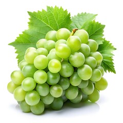 fresh green grapes on a white background. fruits on a white background. object isolated on white background