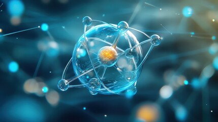 Wall Mural - A single carbon atom at the center of a complex molecular structure