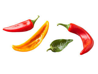 Aufkleber - Falling_sweet_pepper_slices,_paprika,_isolated_on_white_background,_clipping_path,_full_depth_of_field