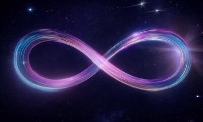 Wall Mural - Infinity-shaped nebula in deep space, filled with vibrant colors, set against a background of twinkling stars.