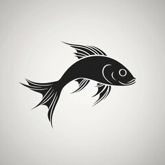 Sticker - Simple black and white silhouette of a fish swimming to the right.