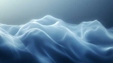 Poster - Abstract Fluid Waves With Translucent Light Flow In Calm Oceanic Blue Tones