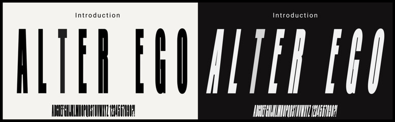 Wall Mural - condensed vector font with number. alphabet of sans serif font with modern typography. bold and tall
