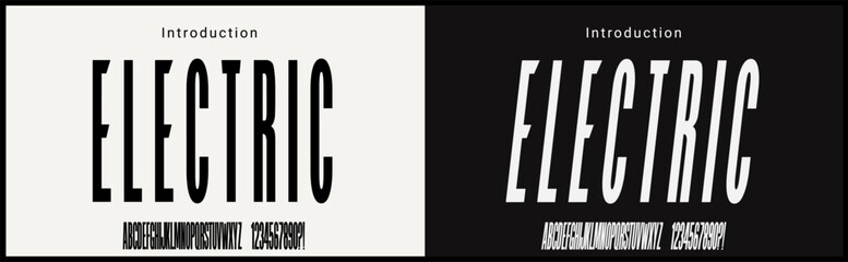 Wall Mural - condensed vector font with number. alphabet of sans serif font with modern typography. bold and tall