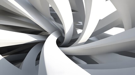 Wall Mural - Abstract Architecture Background  Curved Lines  3D  Geometric  Minimalist  White  Grey