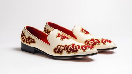 Wall Mural - White Loafer Shoes with Cloud Embroidery