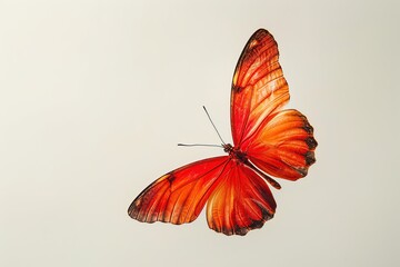 beautiful red butterfly with spread wings isolated on white background