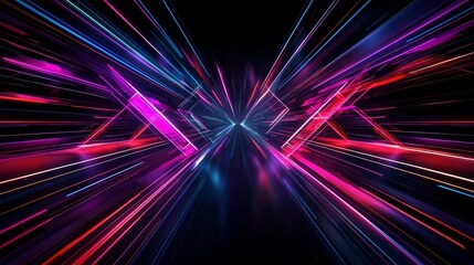 Poster - Abstract background with red, magenta, and black squares.