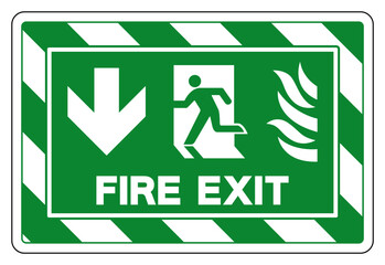 Sticker - Fire Exit Arrow Up Symbol Sign, Vector Illustration, Isolate On White Background Label. EPS10