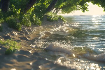 Wall Mural - Peaceful Shoreline with Gentle Waves