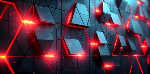 Leinwandbilder - The abstract art piece is composed of sleek red and black geometric shapes