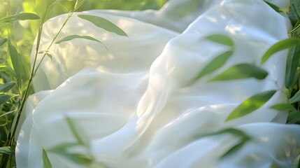 Wall Mural - Ethereal White Floral Petals in Verdant Natural Environment