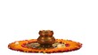 © shelbys - Happy Diwali Celebration - Beautiful Flower Rangoli Decorated with Illuminated Diya on PNG Surface.