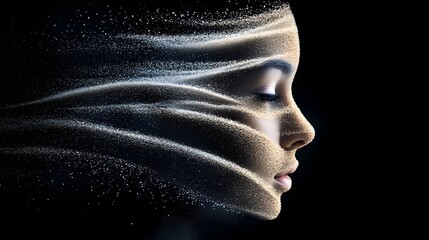 Canvas Print - Surreal Digital Profile with Ethereal Fluid Distortion