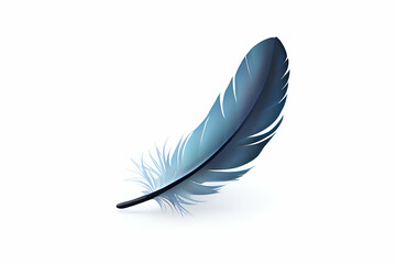 Aufkleber - abstract blue colour single feather on white background/ High resolution and used for decorate background/ Copy space for design and text 